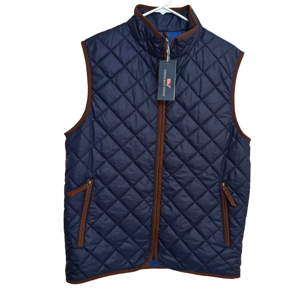 NWT Vineyard Vines Performance DORSET QUILTED VEST Navy Blue Mens Medium $198